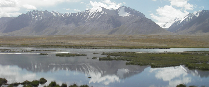 Pamir at border of Afghanistan, China, and Tajikistan